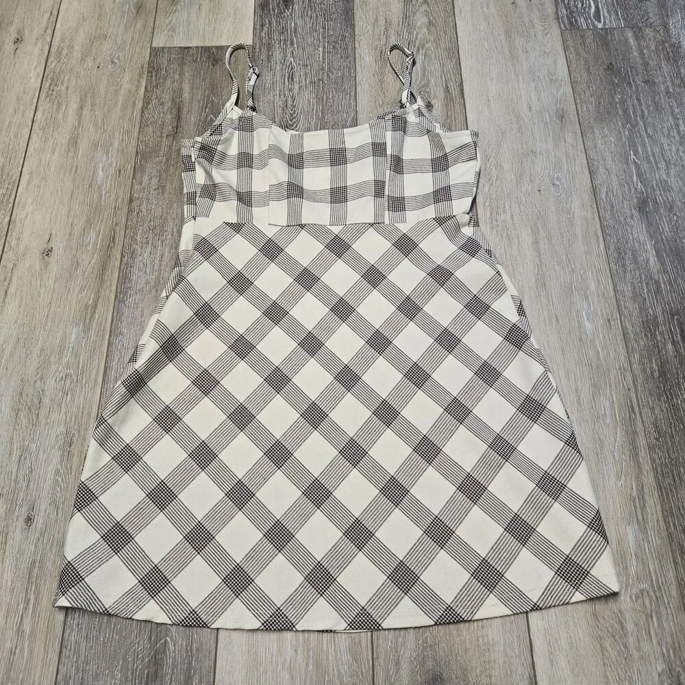 Urban Outfitters Keya Hook & Eye Plaid Mini Dress Sleeveless Women's Medium